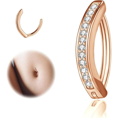 Bauchnabelpiercing 14G Silber 925 Roségold Clicker Reverse Curved