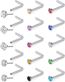 Nasenpiercing Set Chirurgenstahl Zirkonia 20G 8-18 Stück Opal CZ
