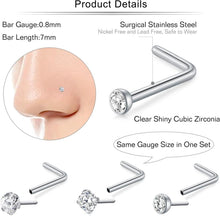 Nasenpiercing Set 20G Chirurgenstahl CZ Opal Nasenstecker 18