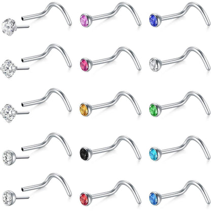 Nasenpiercing Set 20G Chirurgenstahl CZ Opal NasenSchmuck