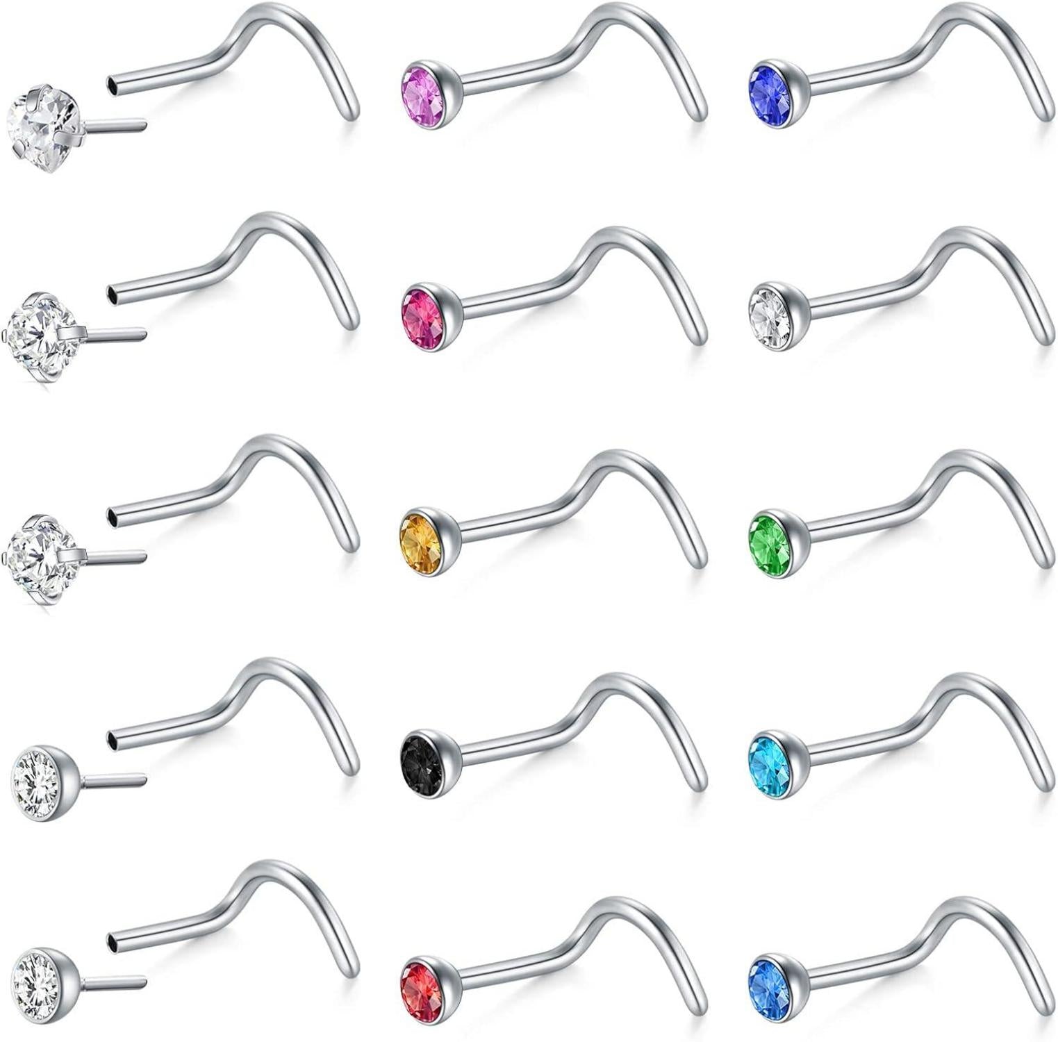 Nasenpiercing Set 20G Chirurgenstahl CZ Opale NasenSchmuck