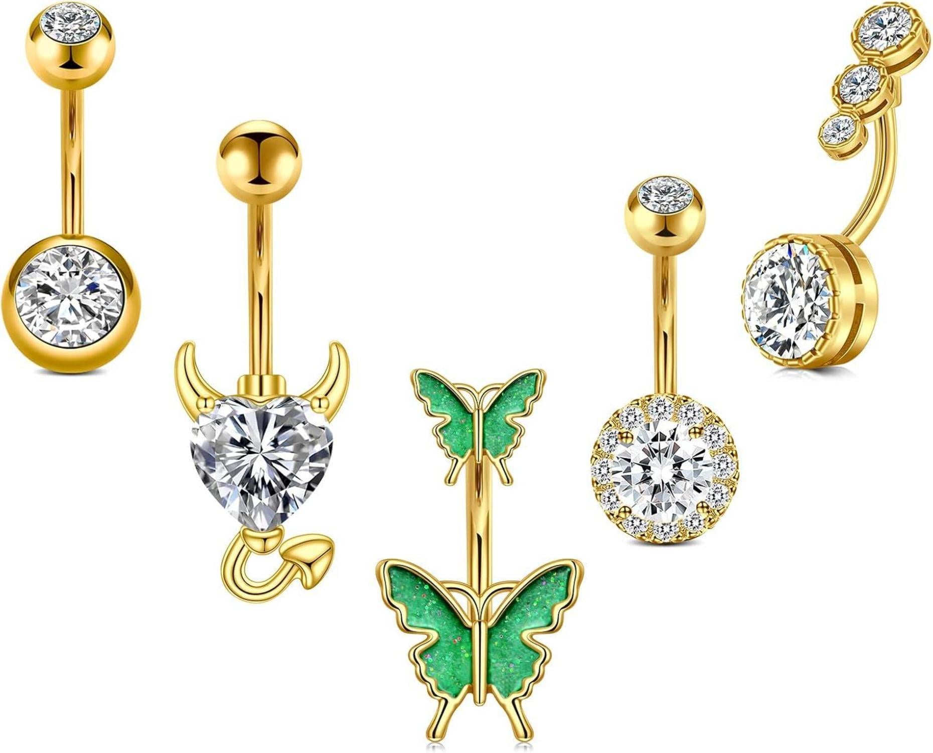Bauchnabelpiercing Gold 14G Schmetterling Piercing