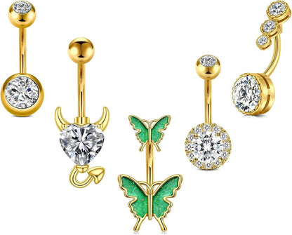 Bauchnabelpiercing Gold 14G Schmetterling Piercing