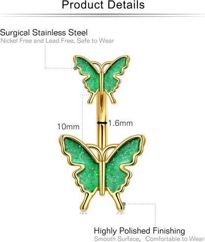 Bauchnabelpiercing Gold 14G 10mm Schmetterling Chirurgenstahl 5St