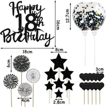 Tortendeko 18 Schwarz Glitzer Cake Topper 18 Geburtstag
