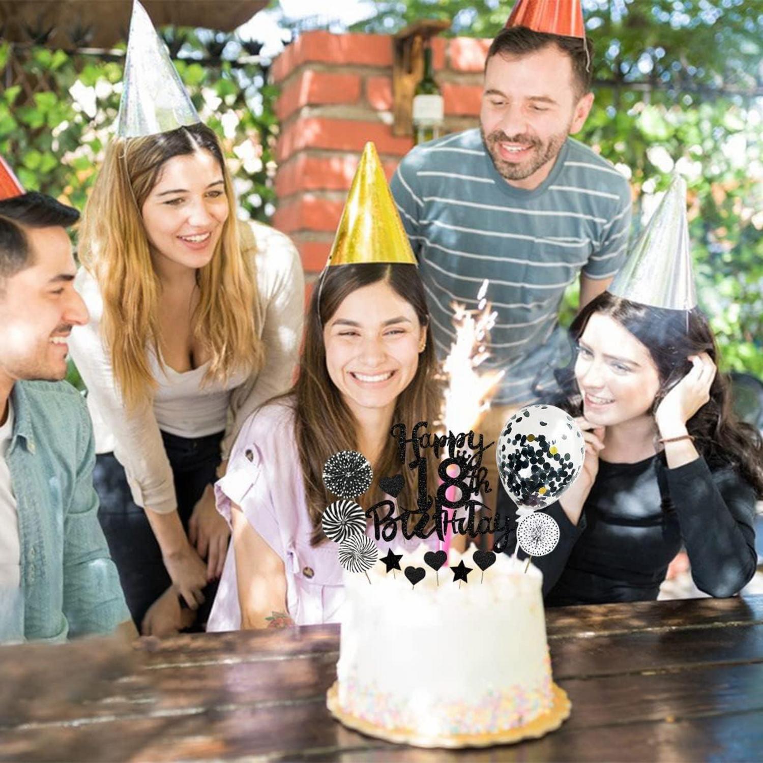 Glitzer Tortendeko 18 Schwarz Geburtstag Kuchen Deko Topper 24 Stück