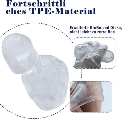 Penishülle Sleeve Extender 17cm für Vergrößerung und Verlängerung, Dildo mit Hodenring