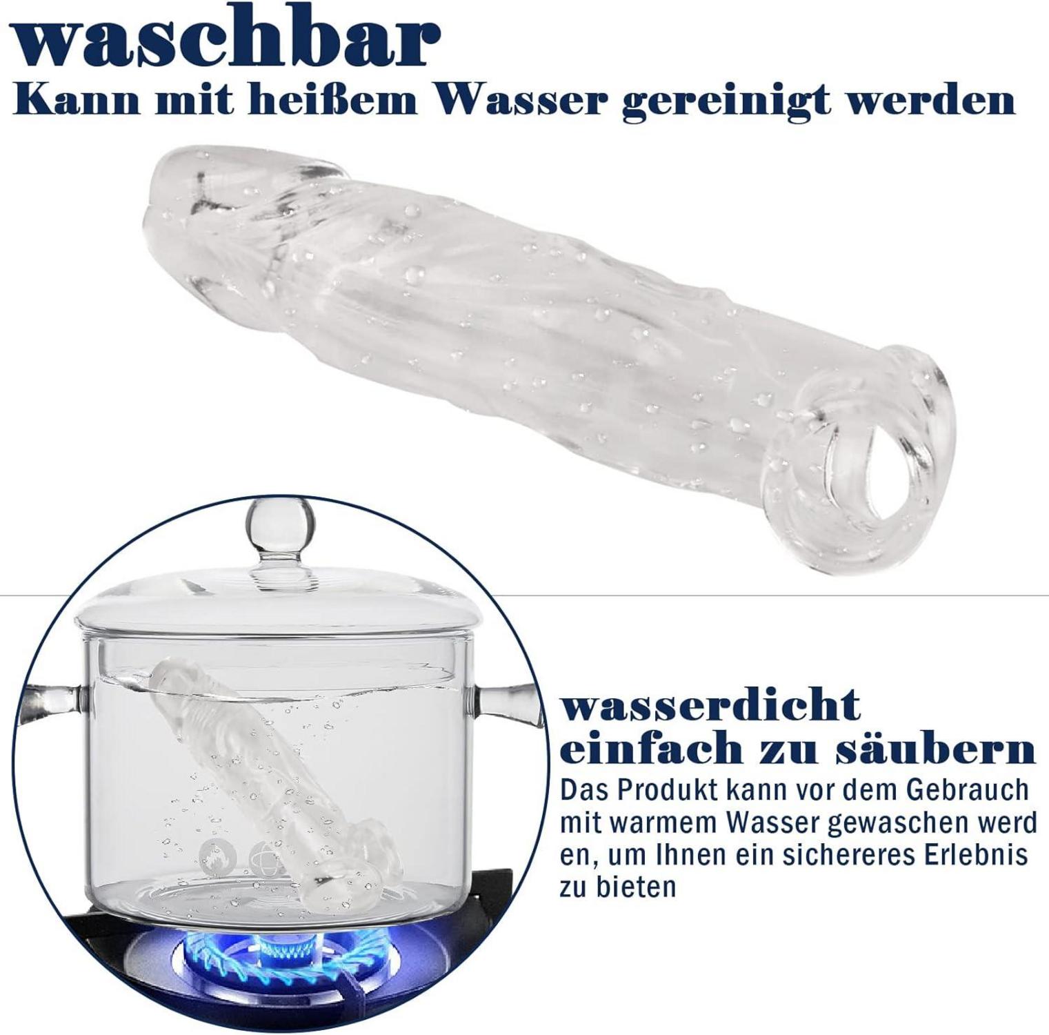 Penishülle Penis Sleeve Extender 17cm Hodenring Dildo Verzögerung Sex Toys