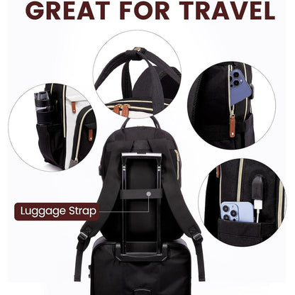 Wasserdichter Laptop-Rucksack Damen 15.6 Zoll Schwarz Beige