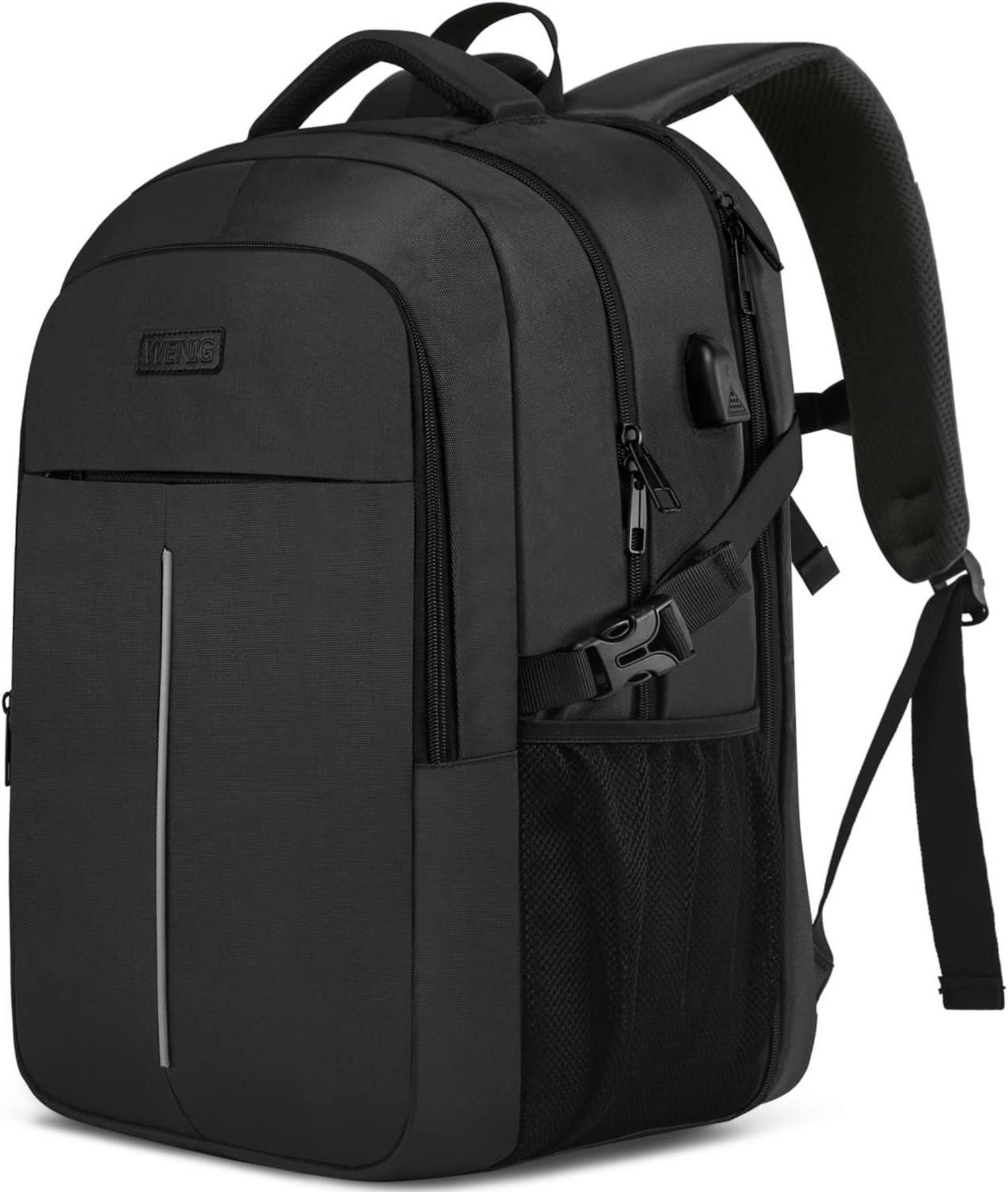 Extra Großer 55L Rucksack 18.4 Zoll Laptop USB Schwarz
