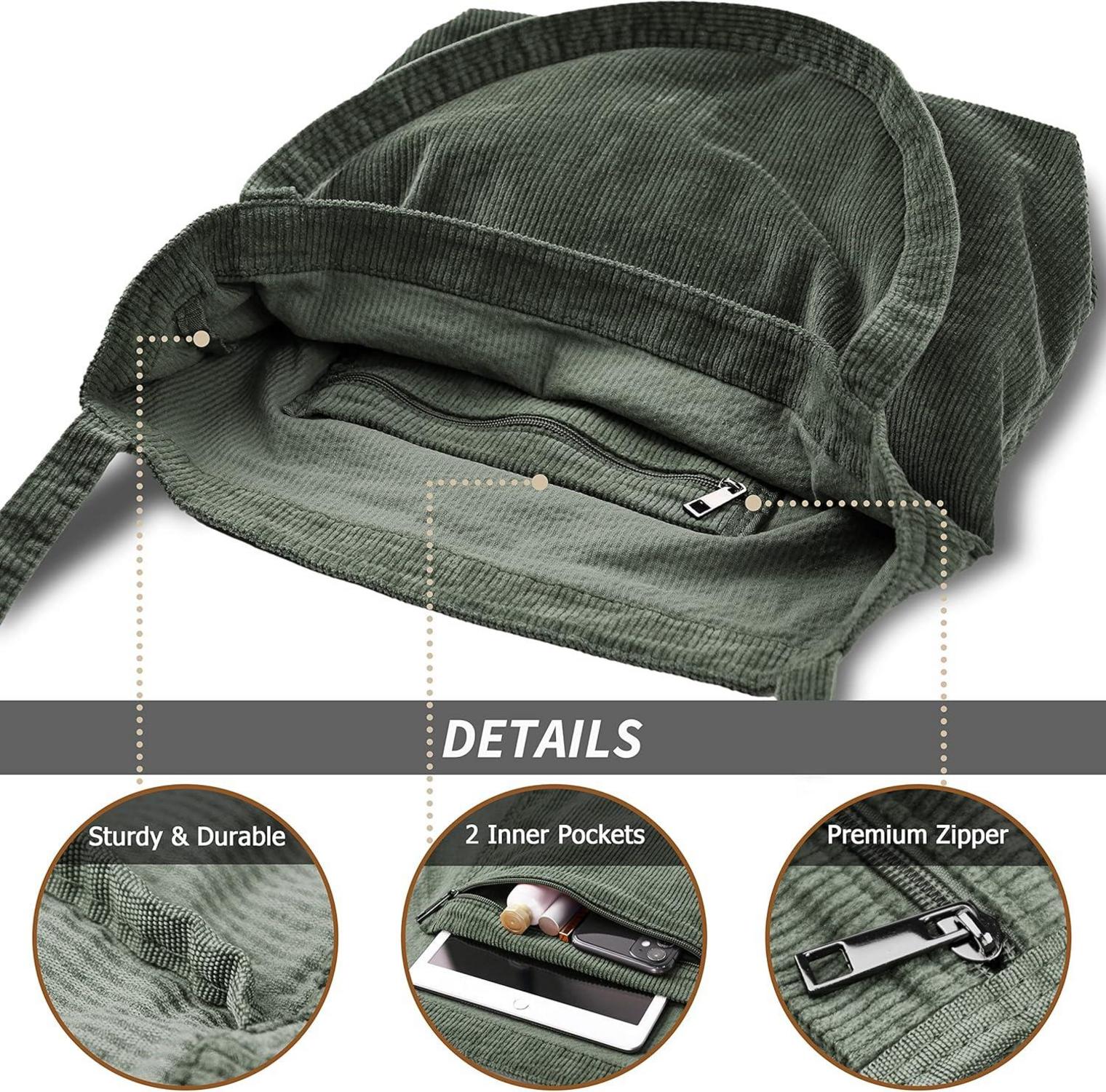 Große Damen Cord Umhängetasche Shopper Tote Bag für Arbeit & Reisen