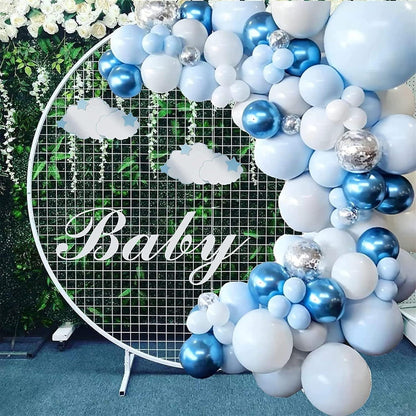 Luftballon Girlande Blau Weiß Metallic Konfetti Ballons Baby Shower Hochzeit