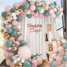 Ballon Girlande Set Grün Rosa Weiß Gold Metallic Luftballons
