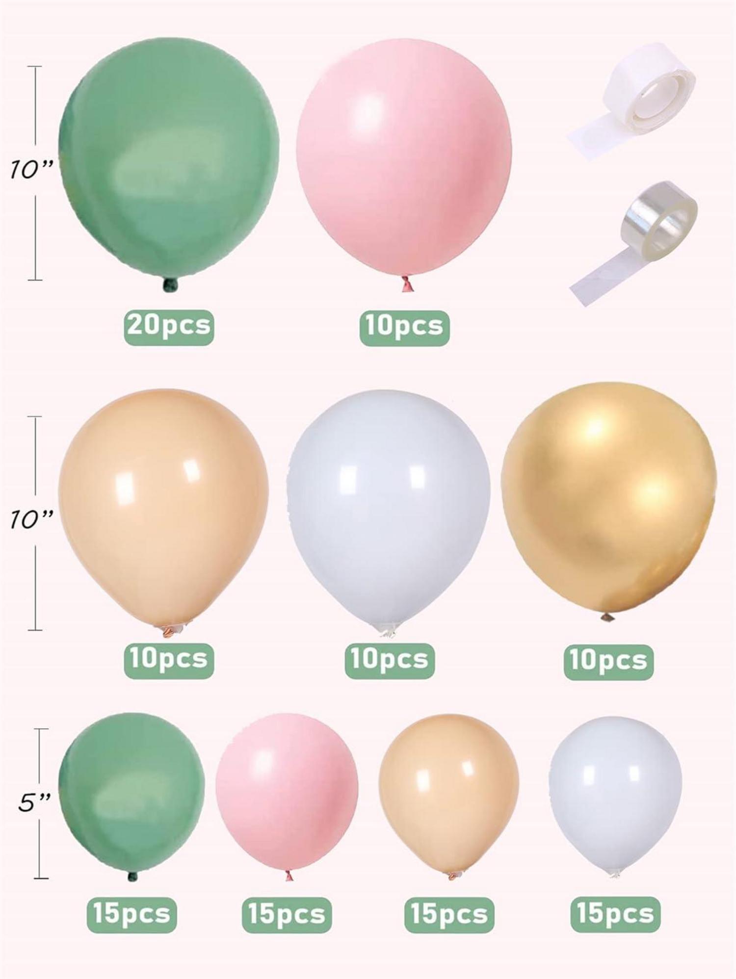 Luftballon Girlande Grün Weiß Rosa Gold Metallic 120 Stück Party Deko