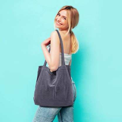 Blau Cord Umhängetasche Damen Groß Tote Bag für Arbeit BüRo Uni