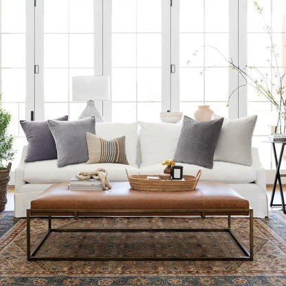Kordsamt Kissenbezüge 50x50 cm grau 4er Set für Sofa Wohnzimmer Kinder