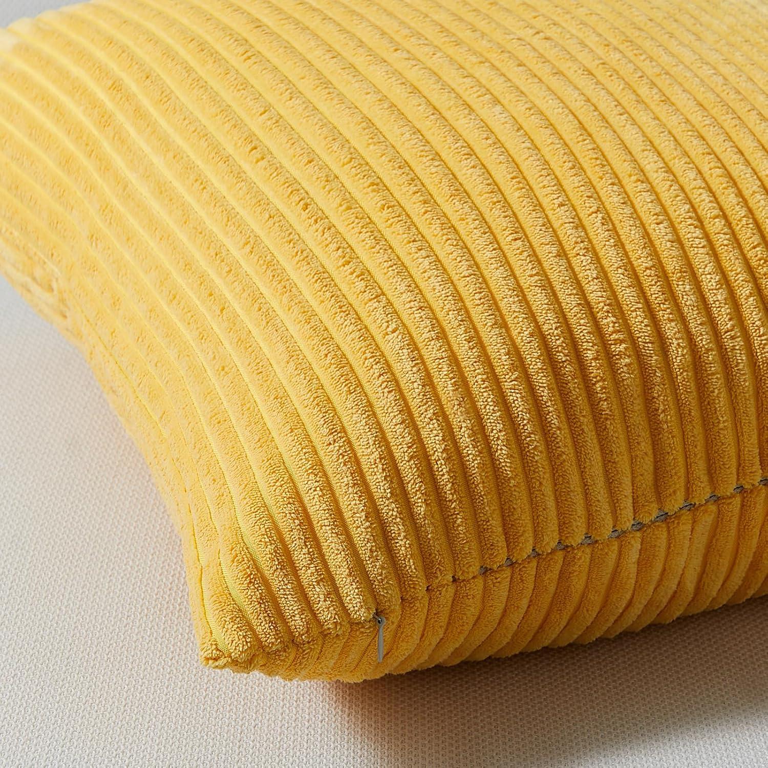 Topfinel Kissenbezug gelb 40x40 4er Set Kordsamt flauschig für Sofa und Wohnzimmer