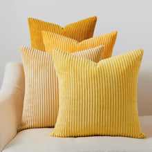 Kissenbezug 50x50 cm 4er Set Kordsamt Gelb Flauschig