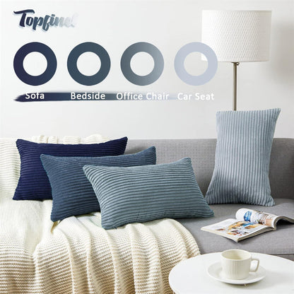 Kordsamt Kissenbezug 30x50cm Blau 4er Set für Sofa Wohnzimmer Kinder