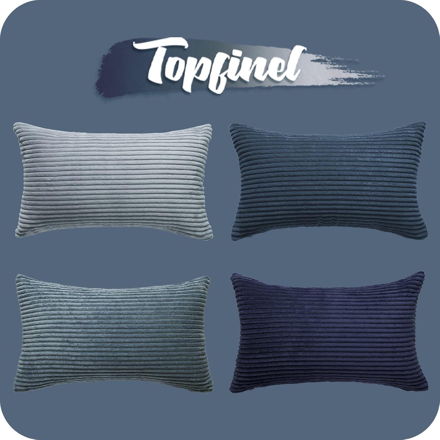 Topfinel Kissenbezug 30x50cm blau 4er Set Kordsamt Deko Sofakissen