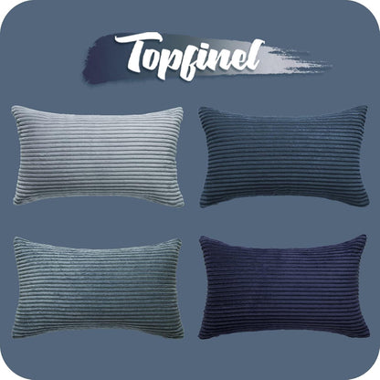 Topfinel Kissenbezug 30x50cm blau 4er Set Kordsamt Deko Sofakissen