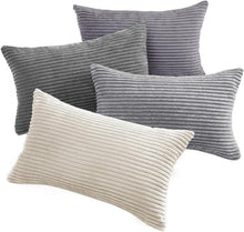Kissenbezug 30x50 cm 4er Set Kordsamt grau Farbverlauf
