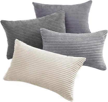 Kissenbezug 30x50 cm 4er Set Kordsamt grau Farbverlauf