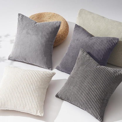 Topfinel Kissenbezug 30x50 cm 4er Set Grau Kordsamt Deko Sofa Wohnzimmer Kinder