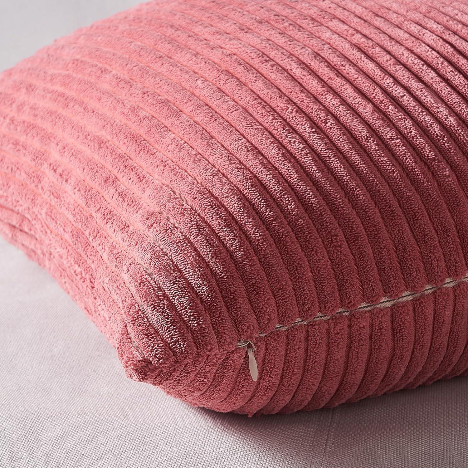 Kordsamt Kissenbezüge Set 40x40cm Rosa Gestreift