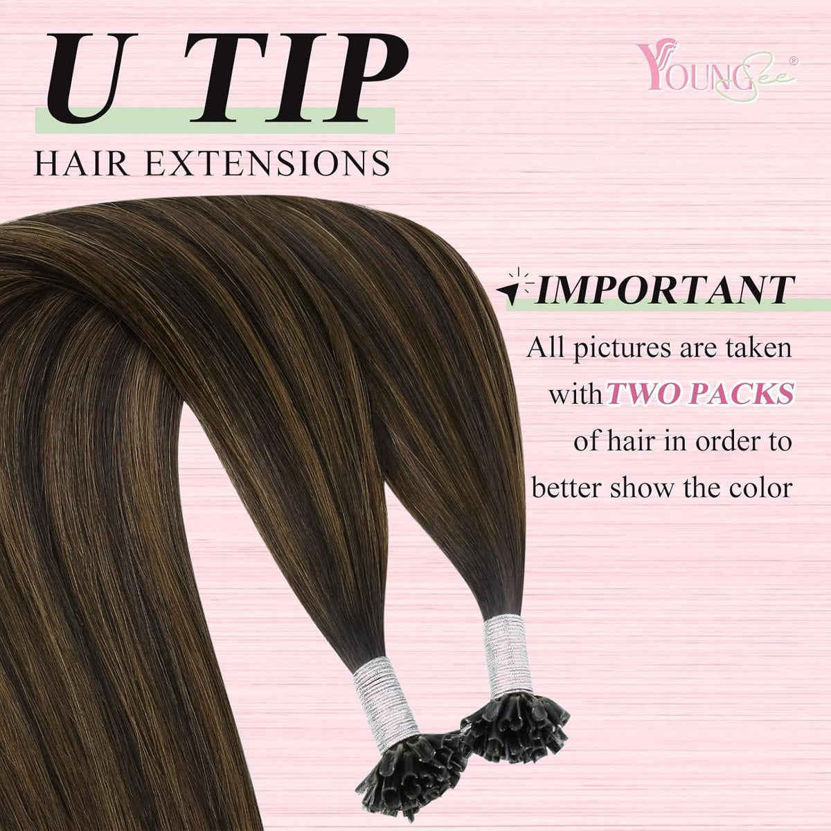 Echthaar Bonding Extensions Ombre Braun Mittelbraun 50cm