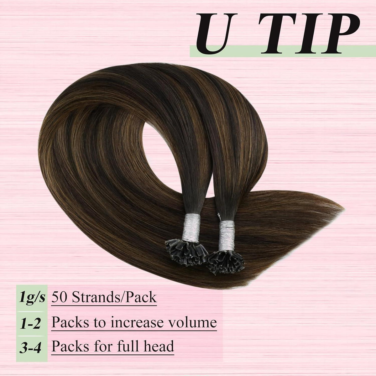 Echthaar Bonding Extensions Ombre Braun Mittelbraun 50cm