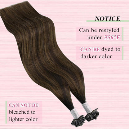 Echthaar Bonding Extensions Ombre Braun Mittelbraun 50cm