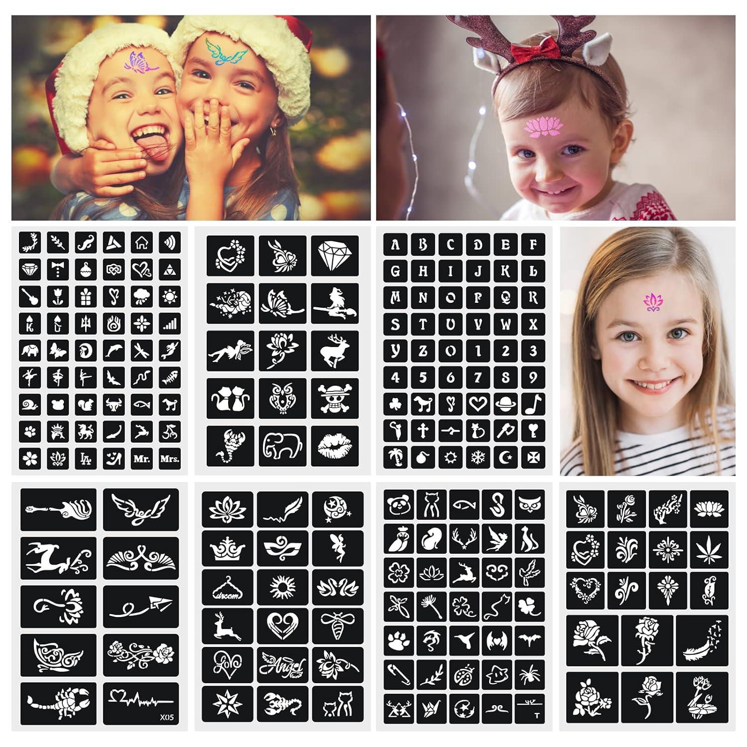 Glitzer Tattoo Set Mädchen Temporäres Wasserdichtes Kit für Partys