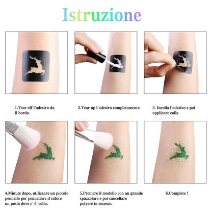 Glitzer Tattoo Set Mädchen Temporäres 492 Stücke Wasserdicht Fasching Karneval