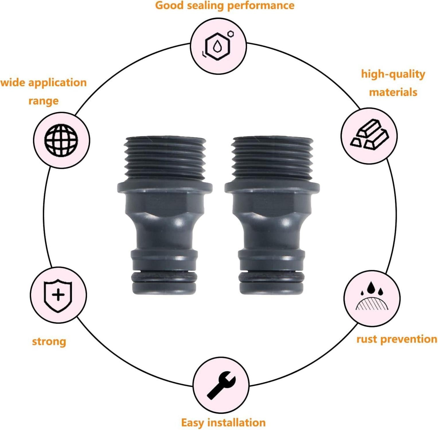 ZoeTekway Schlauchverbinder 2 Stück Gartenschlauch Kupplung G1/2 Wasserschlauch Adapter