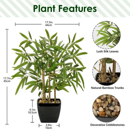 43cm Kunstpflanze Bambus im Schwarzen Keramiktopf für