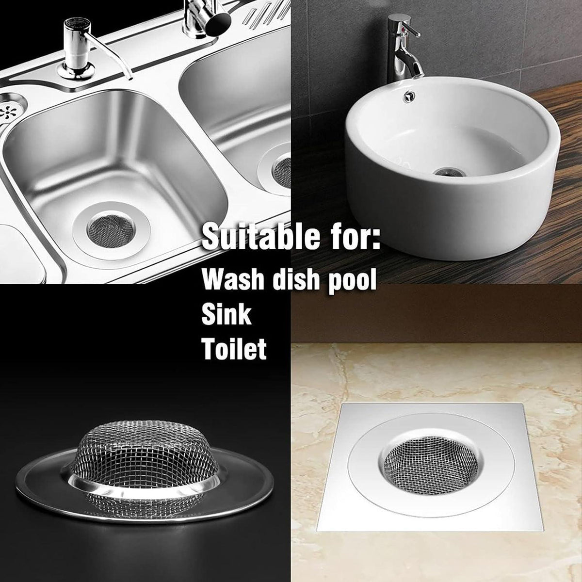 Abflusssieb Dusche Edelstahl - 2er Set, Ø7,8cm