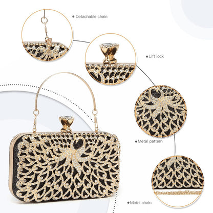 Elegante Miss Lulu Damen Clutch Hartschale Schwarz