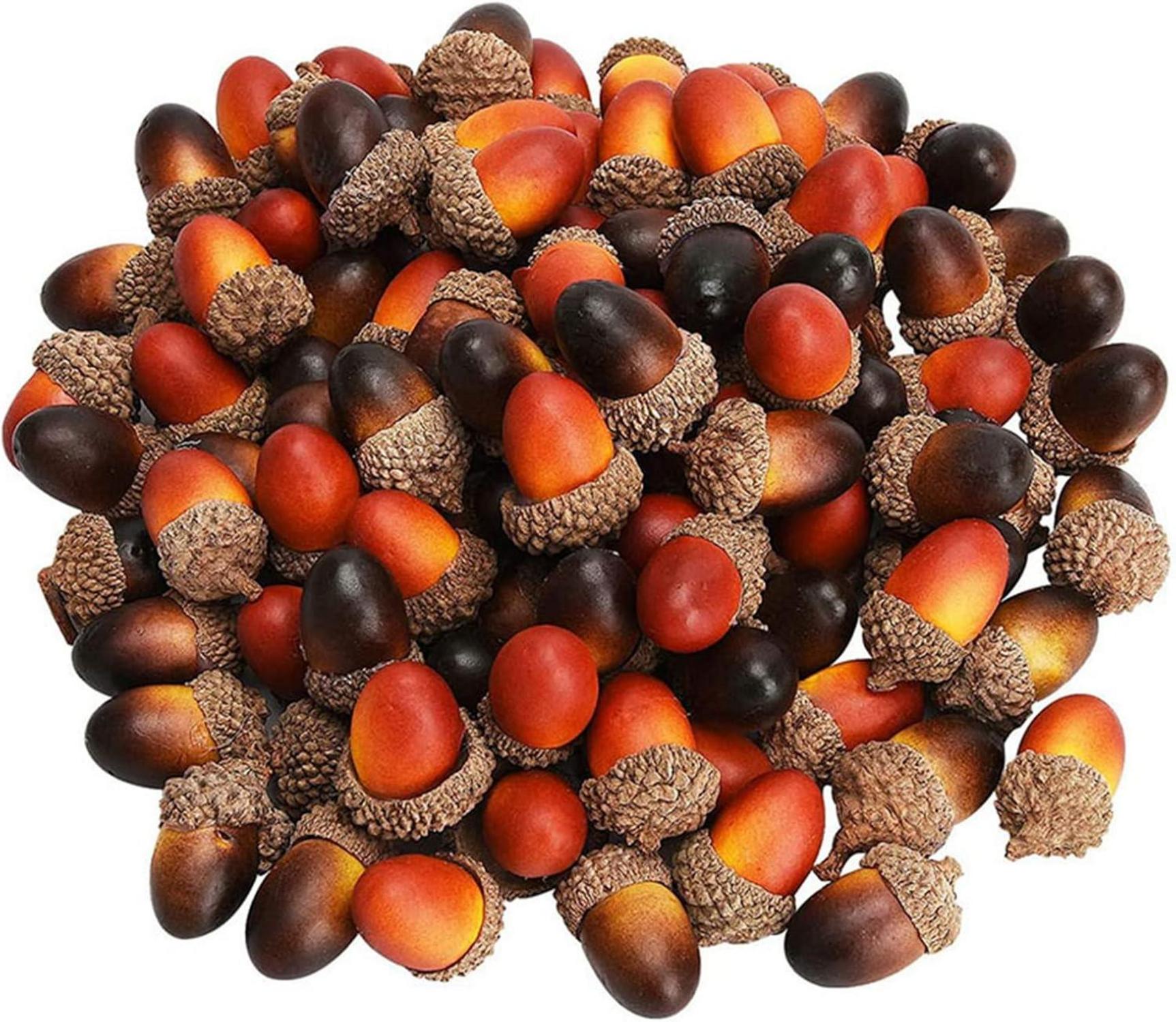 100 Stück Mini Eicheln & Ahornblätter Herbst Deko Halloween Thanksgiving