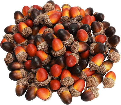 100 Stück Mini Eicheln & Ahornblätter Herbst Deko Halloween Thanksgiving