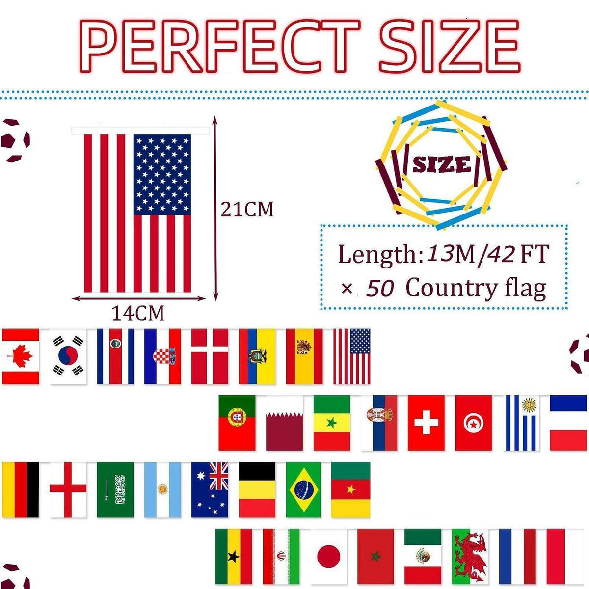 EM 2025 Wimpelkette 50 Länder – 13m Partydeko Banner