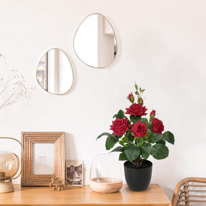 Kunstrose Rosenstrauß Deko 34cm Hochzeit Wohnzimmer Rot