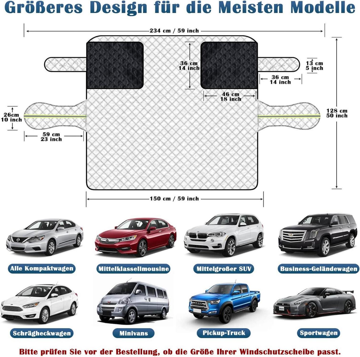 Auto Frontscheibenabdeckung Winter Schutz 4-Schicht 150x128cm UV Frost Eis