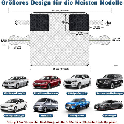 Auto Frontscheibenabdeckung Winter Schutz 4-Schicht 150x128cm UV Frost Eis