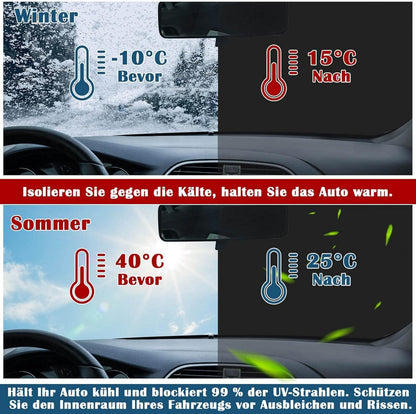 Frontscheibenabdeckung mit Seitenspiegelabdeckung, 4 Schicht Wasserdicht Winter Autoabdeckung 150x128cm