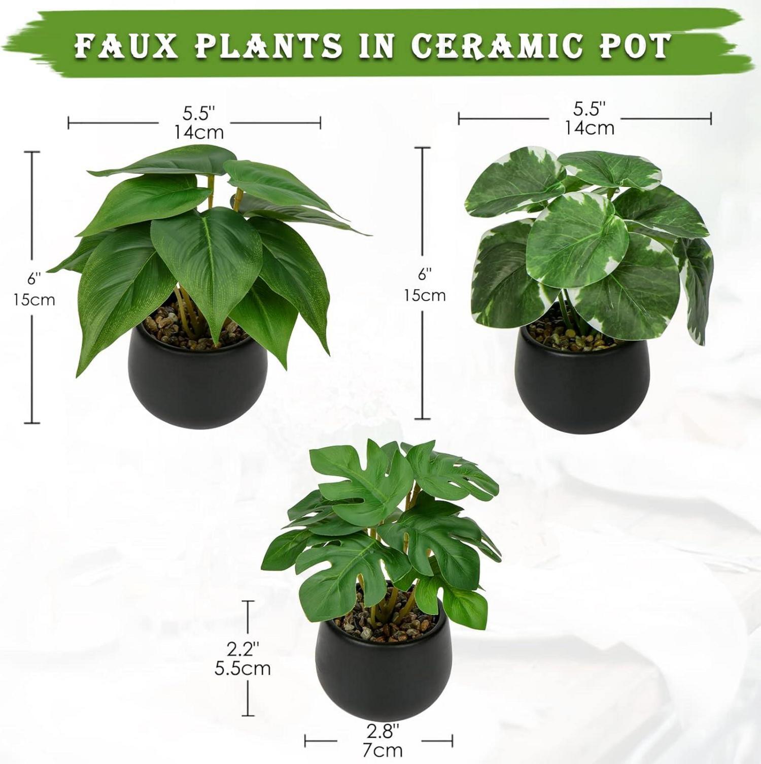 Briful 3er Set Kunstpflanzen Deko Zimmerpflanzen Wohnzimmer