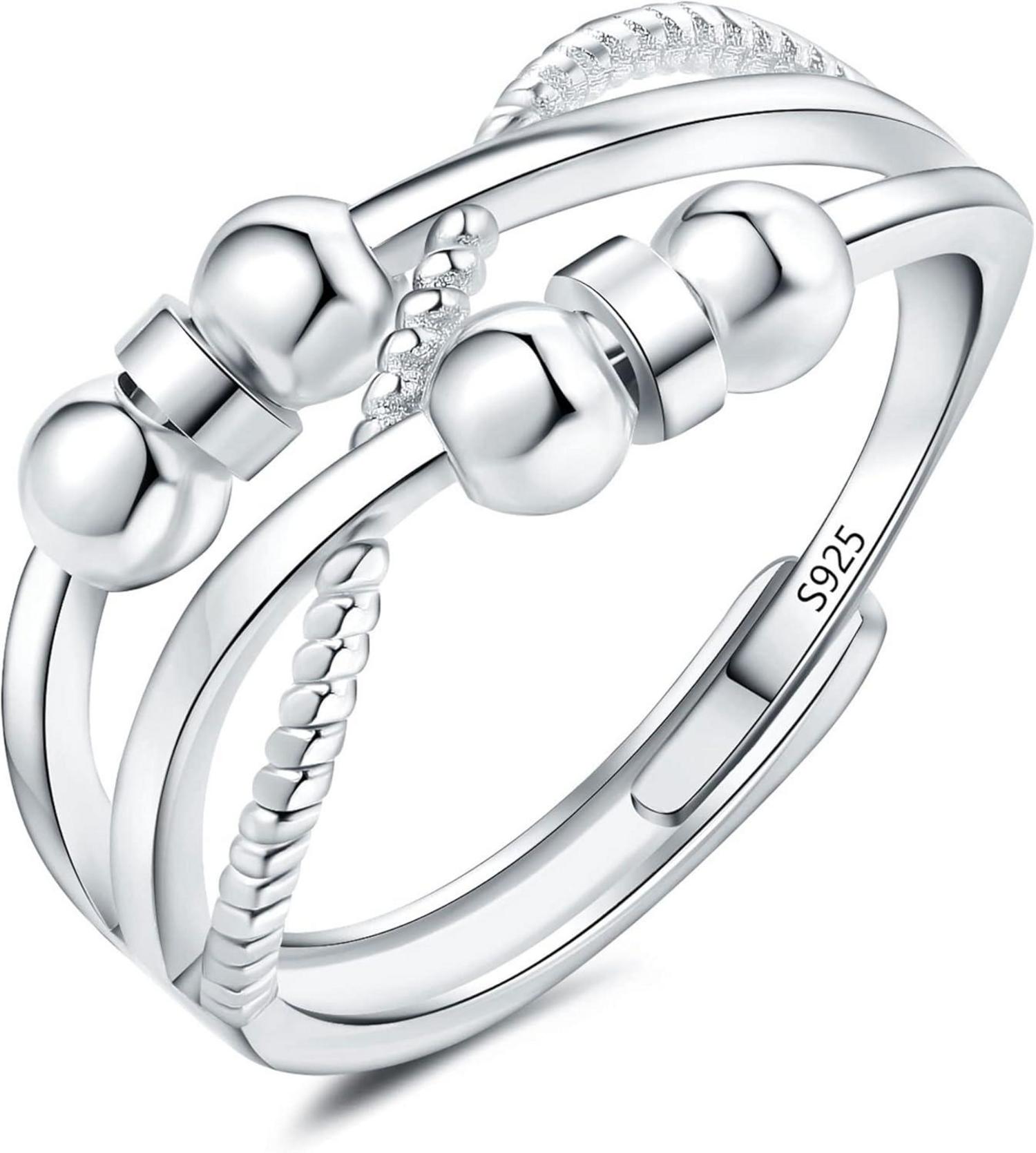 Silber Angst Ring 925 Sterling Silber Anti Stress Fidget Ringe