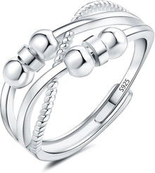 Silber Angst Ring 925 Sterling Silber Anti Stress Fidget Ringe