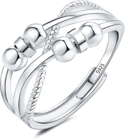 Silber Angst Ring 925 Sterling Silber Anti Stress Fidget Ringe