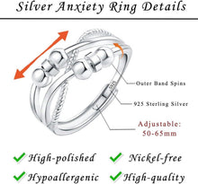 Silber Angstring Anti Stressring verstellbar 925 Sterling